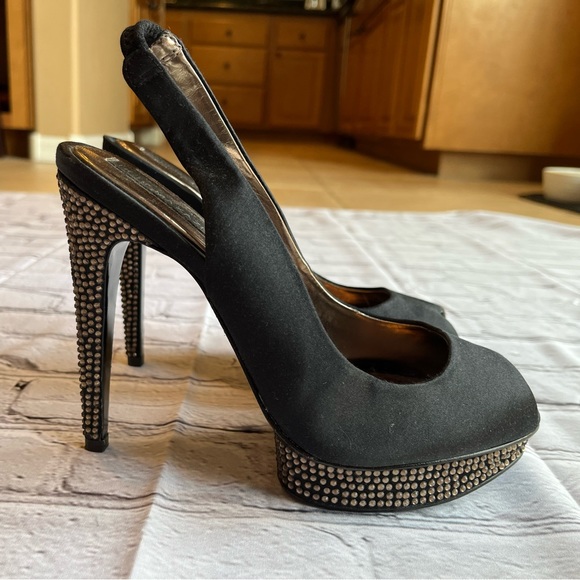 BCBG MAX AZRIA Black Sparkle Heels 7.5 WOW - Picture 2 of 11